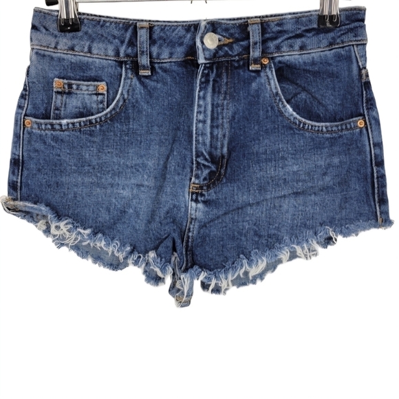 Topshop Moto Mom Cutoff Denim Jean Shorts Size 2 - Picture 1 of 9